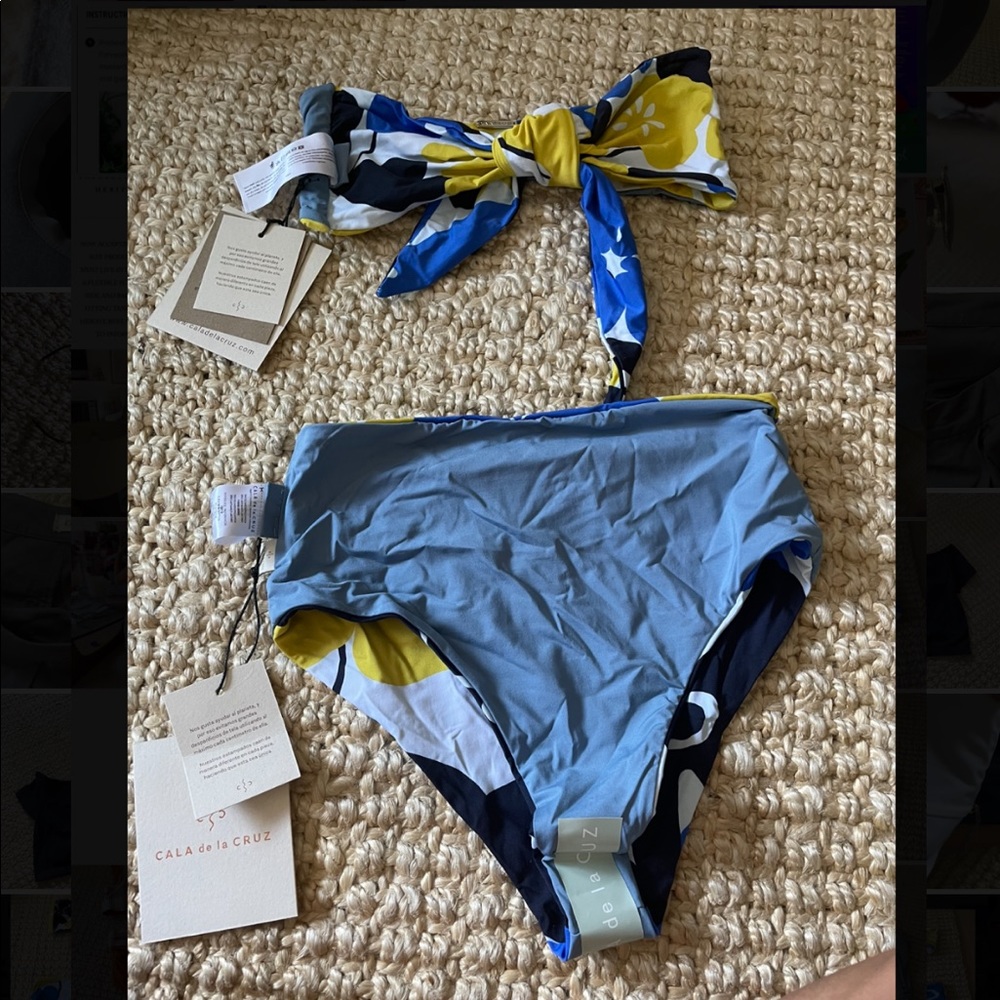 Floral Blue and Yellow Bikini Set - Picture 3 of 5